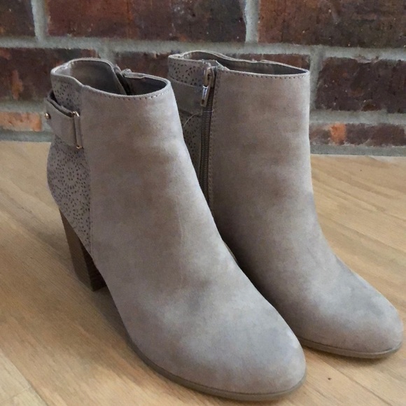 LC Lauren Conrad Shoes - LC Lauren Conrad faux suede bootie with 3” chunky heel. Worn once. Size 8.